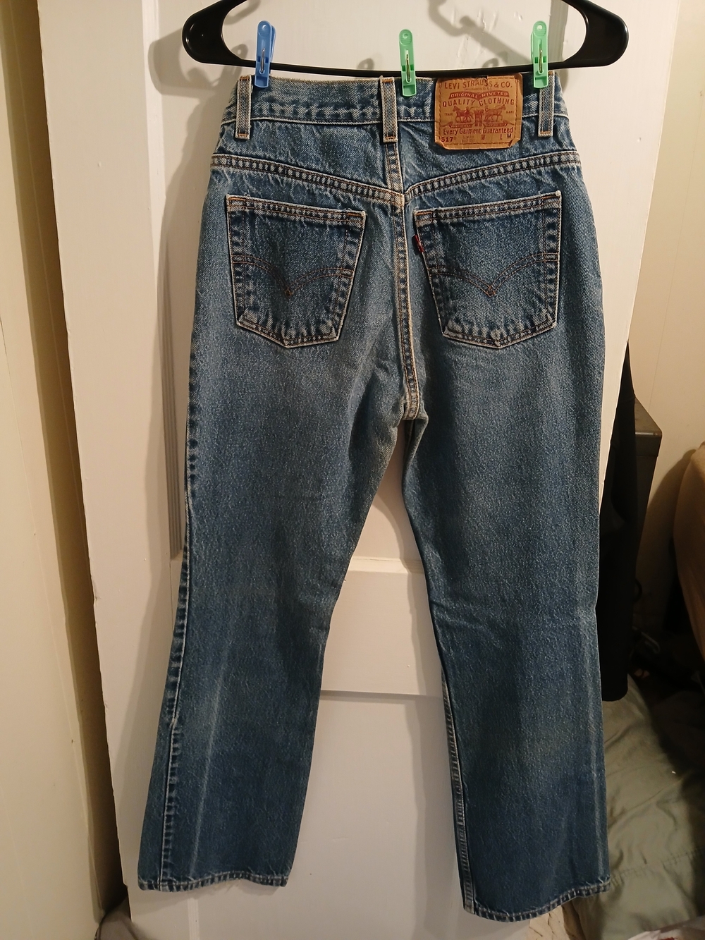 Levi's 517 Slim Fit 7 Juniors Boot Cut Jeans-Blue with Orange Stitching Vintage - Picture 5 of 16